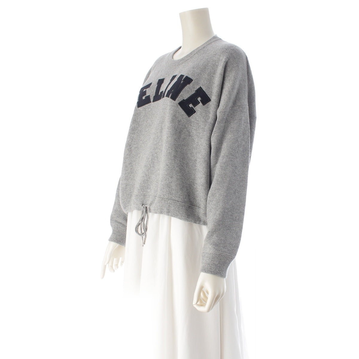CELINE wool cashmere Logo athletic knit sweater tops 2A11V402P gray S