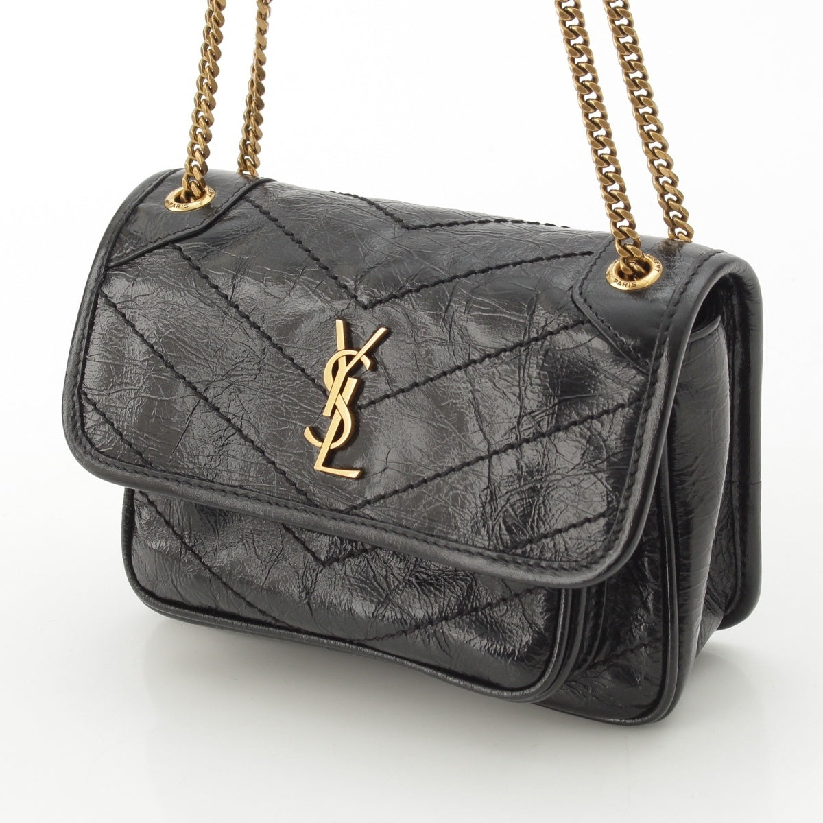 SAINT LAURENT NIKI MINI Quilted leather Chain Shoulder Bag 84608 black