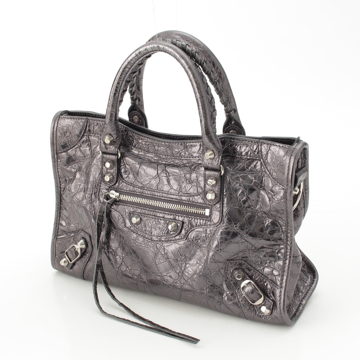 BALENCIAGA Le City Small leather 2WAY Shoulder Handbag 797789 Steel Gray