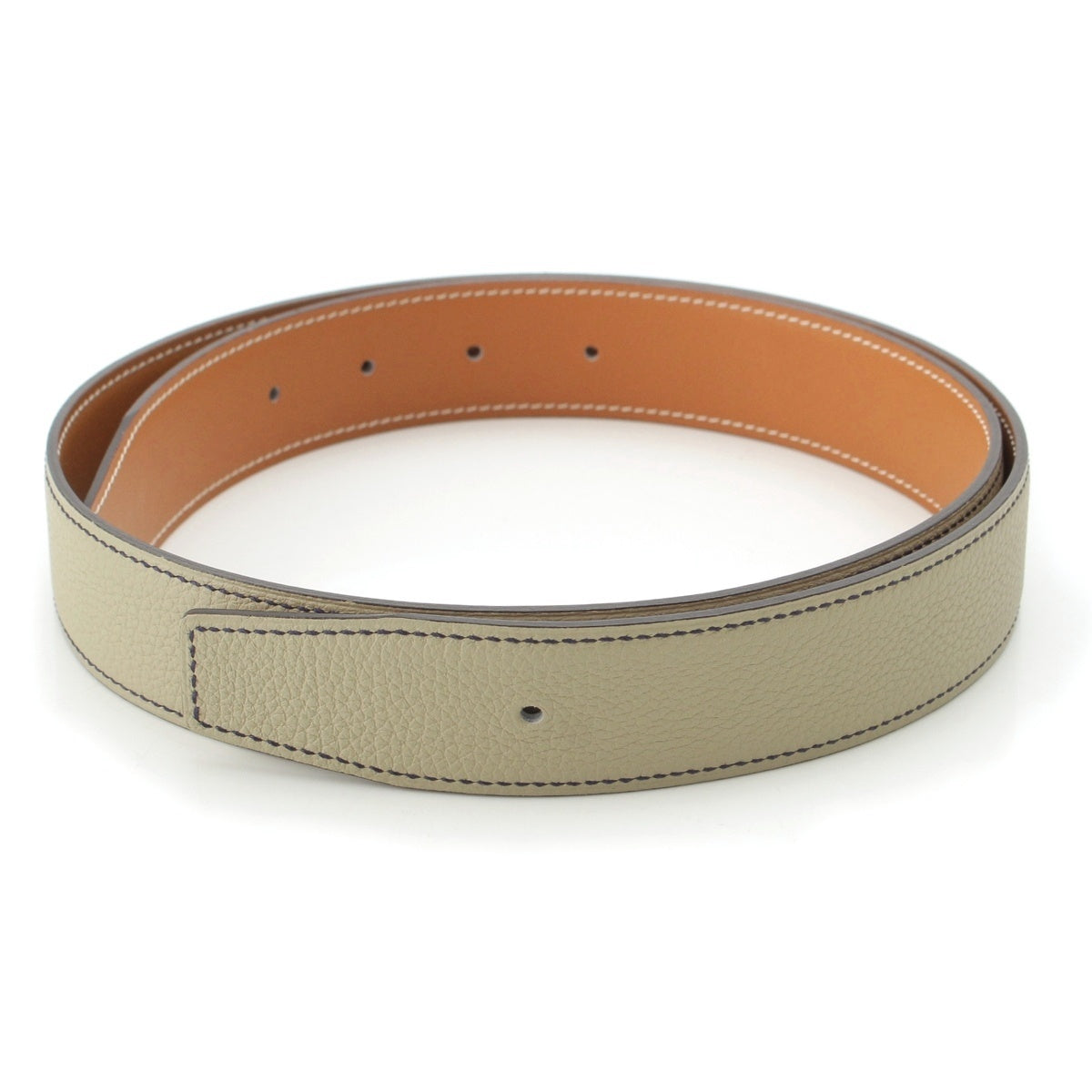 HERMES Swift Taurillon Clemence Reversible 32mm belt *Leather part only Natural Sage