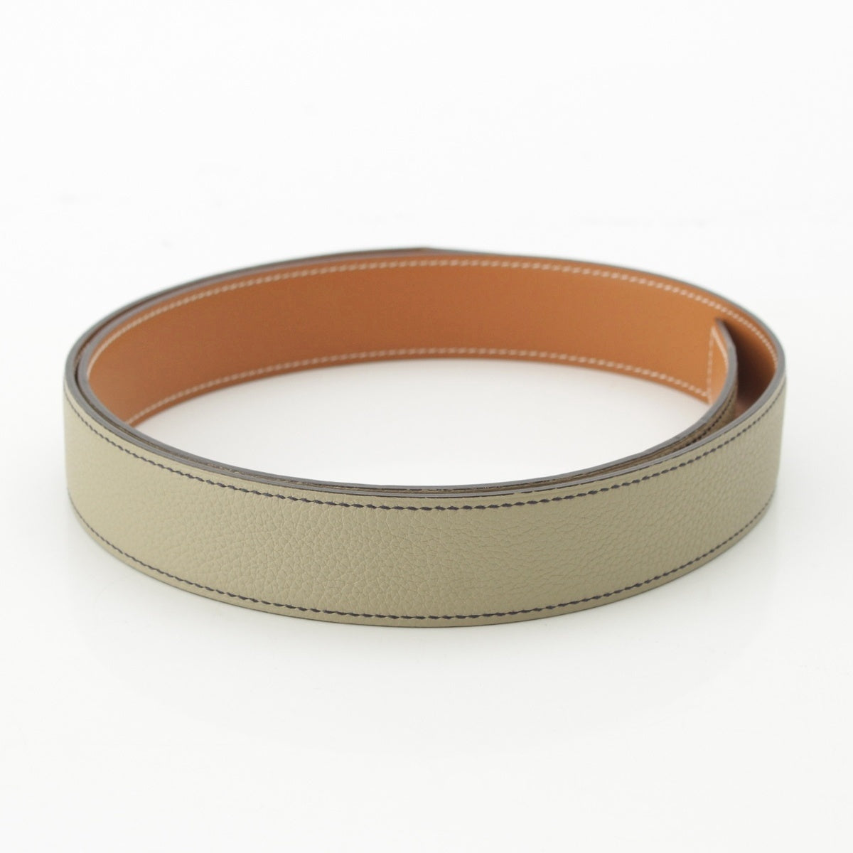 HERMES Swift Taurillon Clemence Reversible 32mm belt *Leather part only Natural Sage
