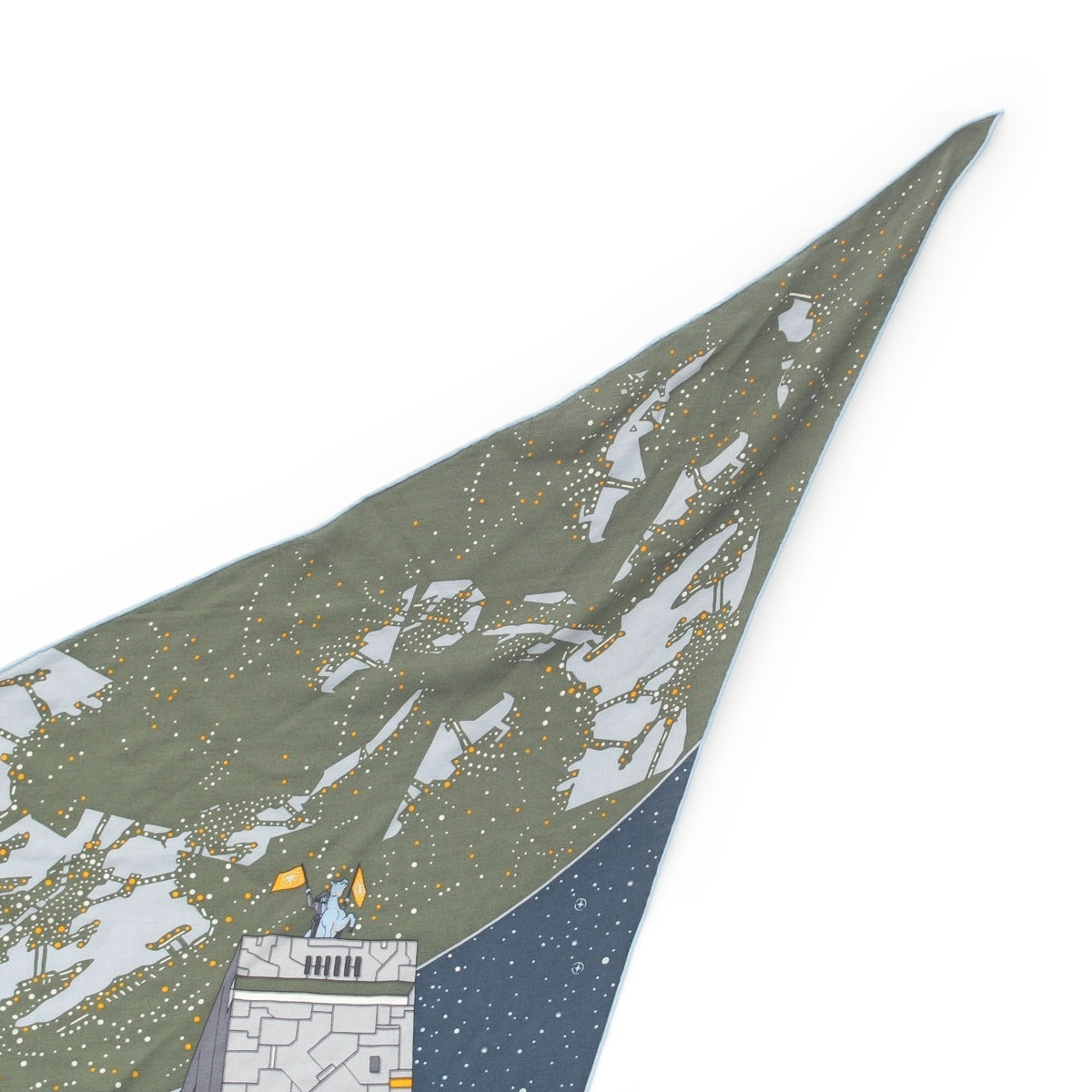 HERMES Lozenges cashmere silk Odyssey Spaceship Diamond-Shaped Large Print Stall Kasisir Navy multi-color