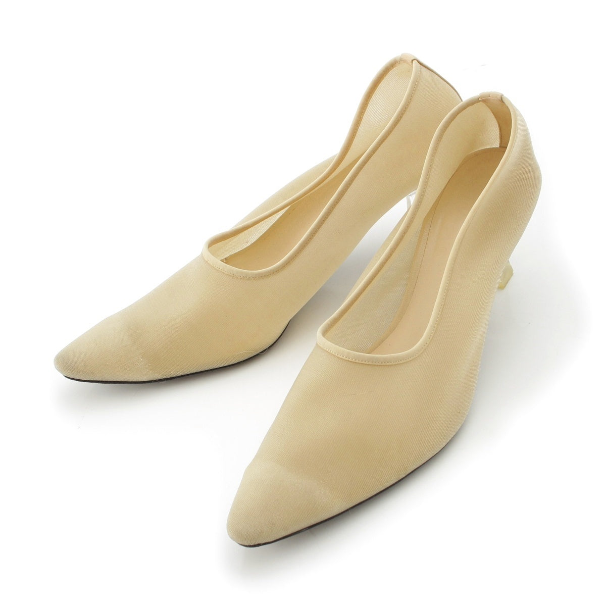THE ROW leather Mesh clear heel pumps beige 39