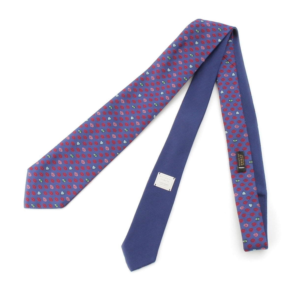 BVLGARI Double tie reversible silk Overall handle tie Navy