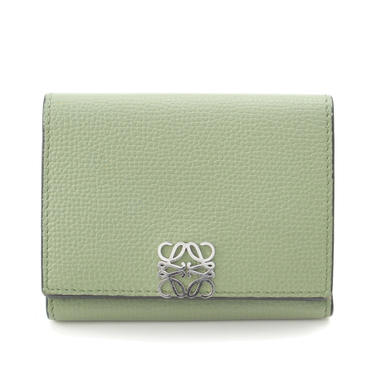 LOEWE leather Anagram Trifold Tri-fold wallet Compact wallet green