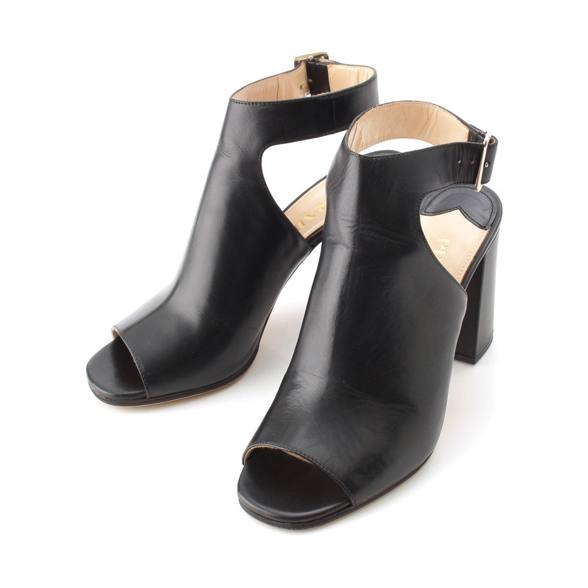 PRADA leather Back strap heel Sandals shoes black 38