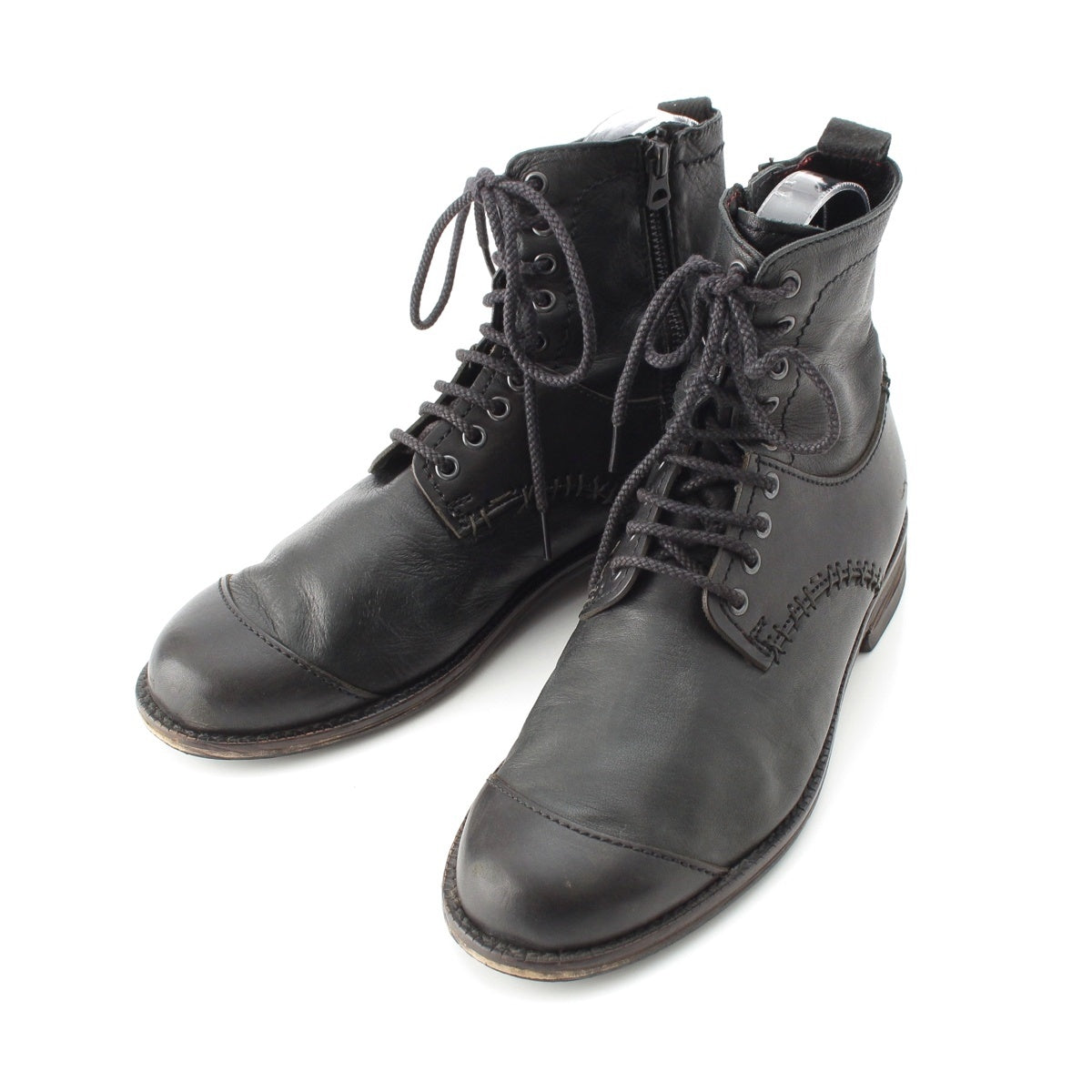 ISSEY MIYAKE leather lace-up short boots shoes ME73AJ003 black 01