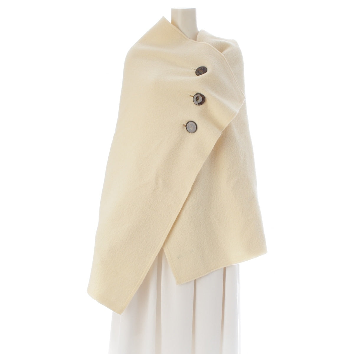 ISSEY MIYAKE wool Cape poncho cardigan IM71AD115 Ivory