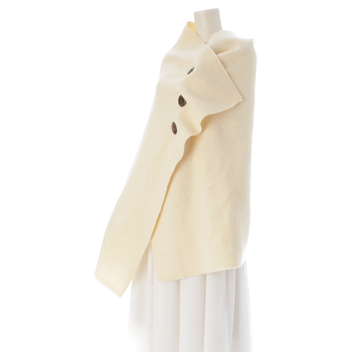 ISSEY MIYAKE wool Cape poncho cardigan IM71AD115 Ivory
