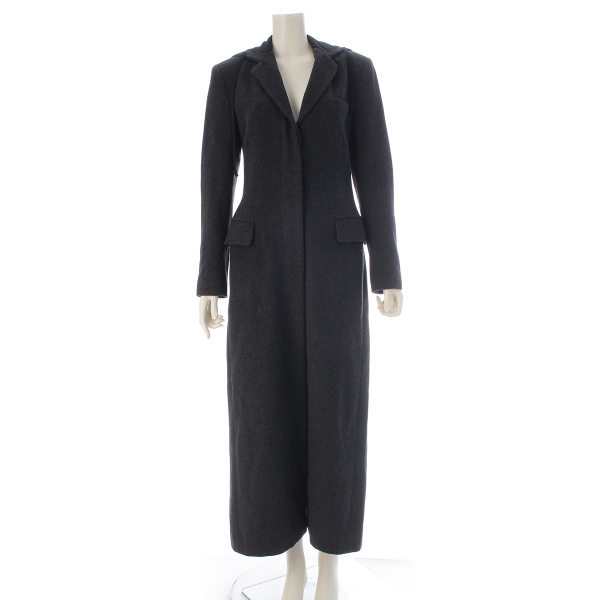 JEAN-PAUL GAULTIER Classic wool Super Long coat Hooded Outerwear gray 40