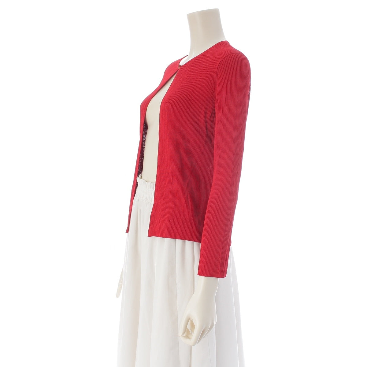 CHANEL COCO Mark 1-Button Rib Knit cardigan tops P19224 Red 38