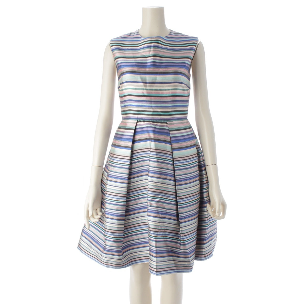 Dior Silk taffeta Border sleeveless one piece dress 4E21661A1672 Blue multicolor F34