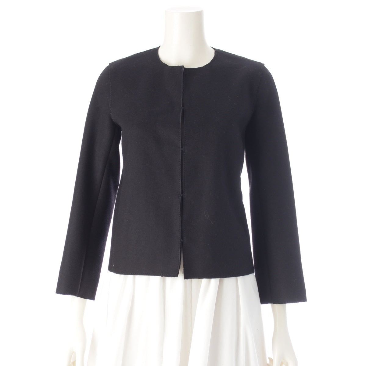 PRADA Collarless, seam-fastened, hook-and-eye jacket Blouson black