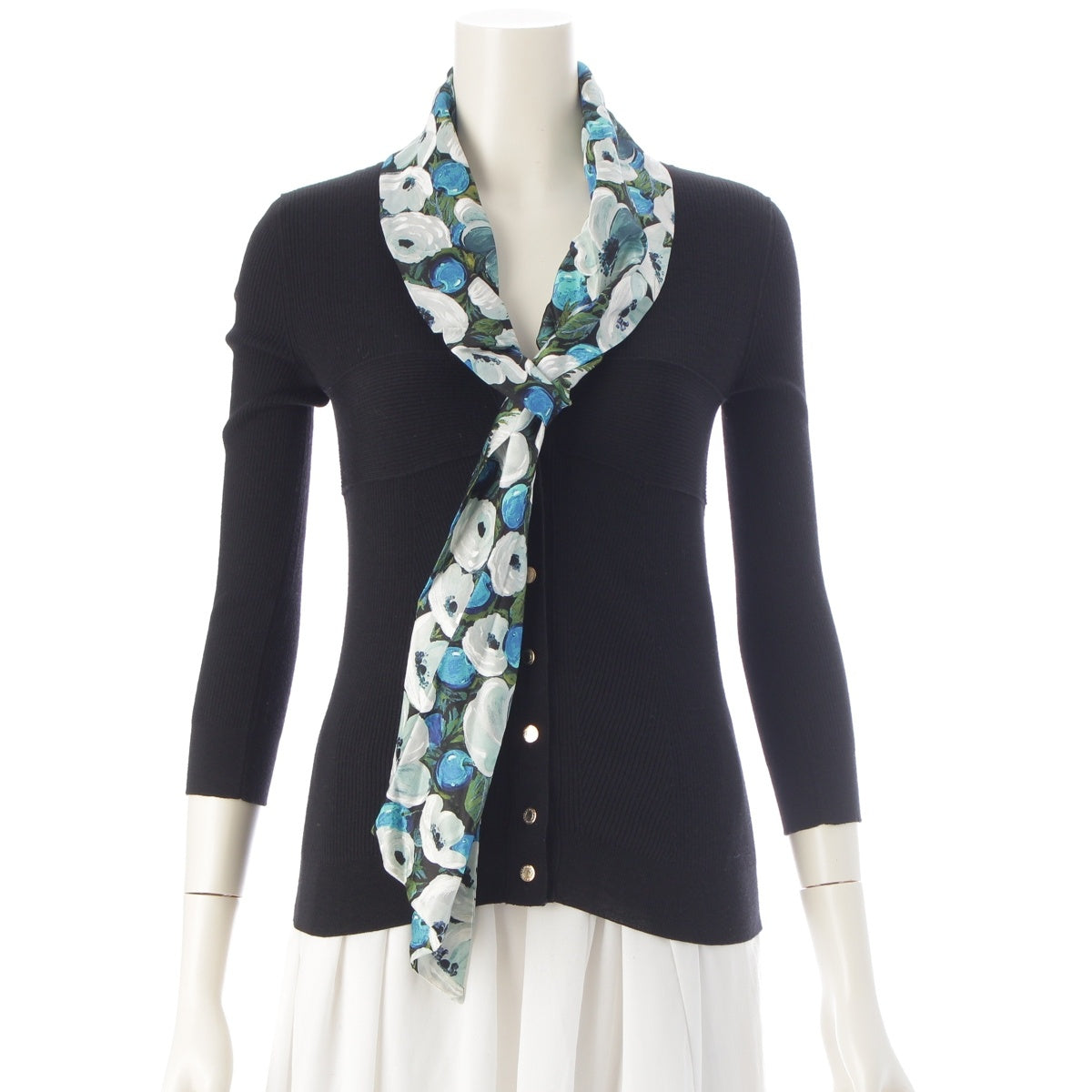 LOUIS VUITTON wool by MARC JACOBS Flower Scarf Docking cardigan Knit Top RW111A WSKC09MXN Black multicolor XS