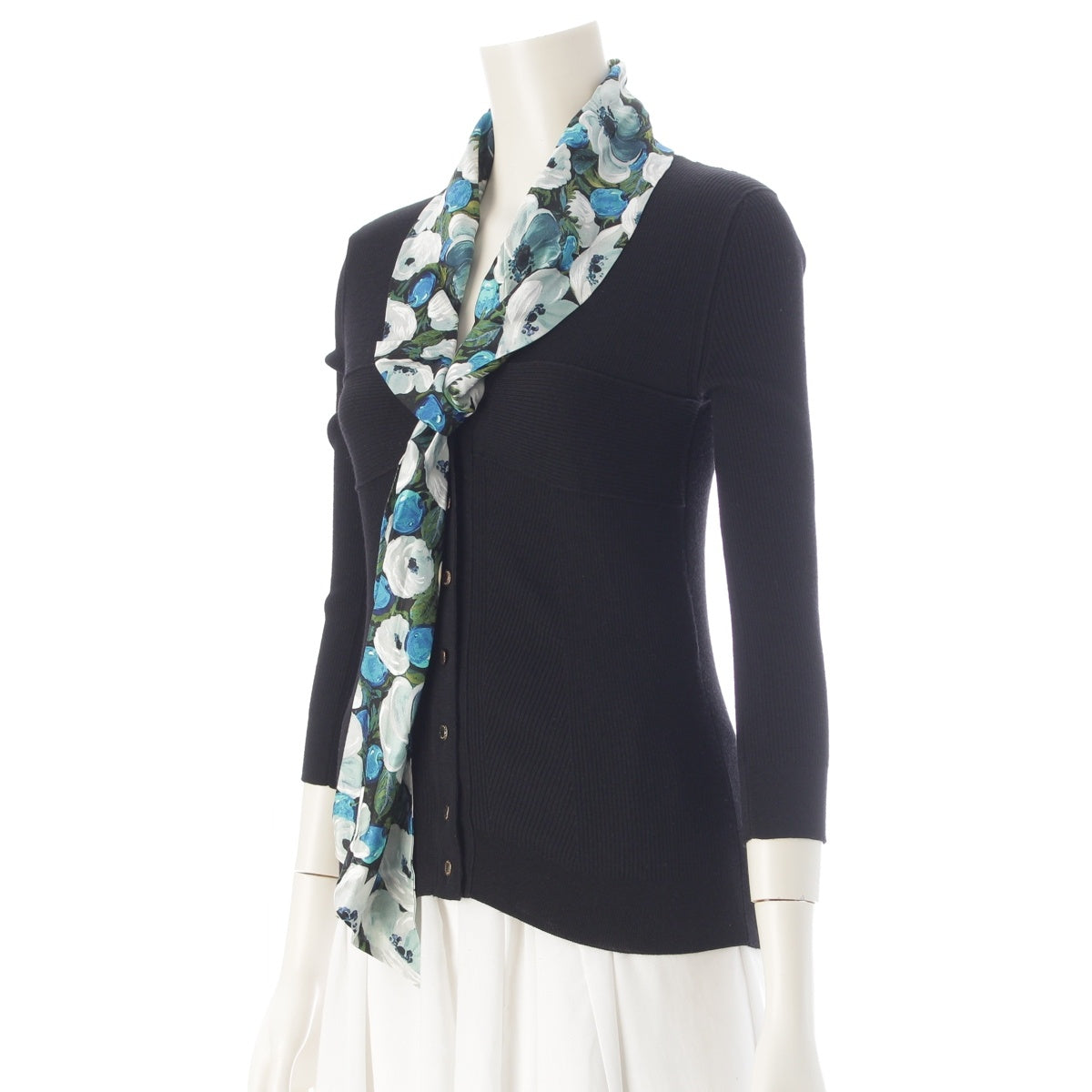 LOUIS VUITTON wool by MARC JACOBS Flower Scarf Docking cardigan Knit Top RW111A WSKC09MXN Black multicolor XS