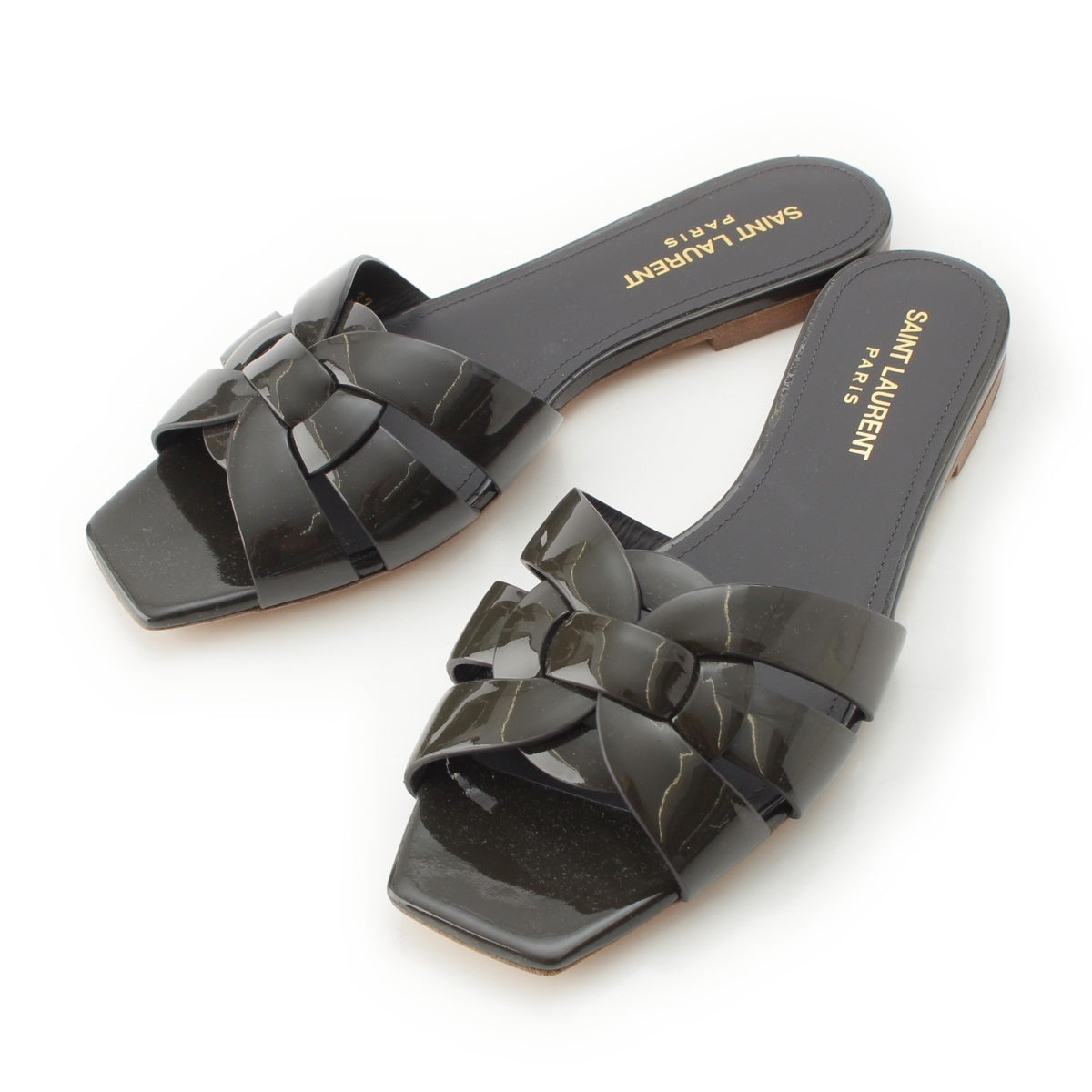 SAINT LAURENT Tribute leather Mule Sandals 472064 black 37
