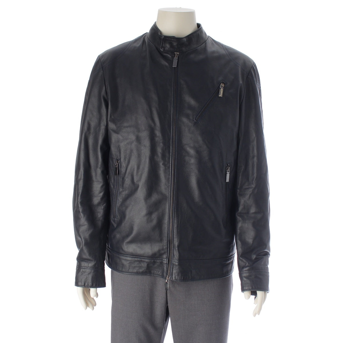 Dupont Lamb leather single Riders jacket Navy L