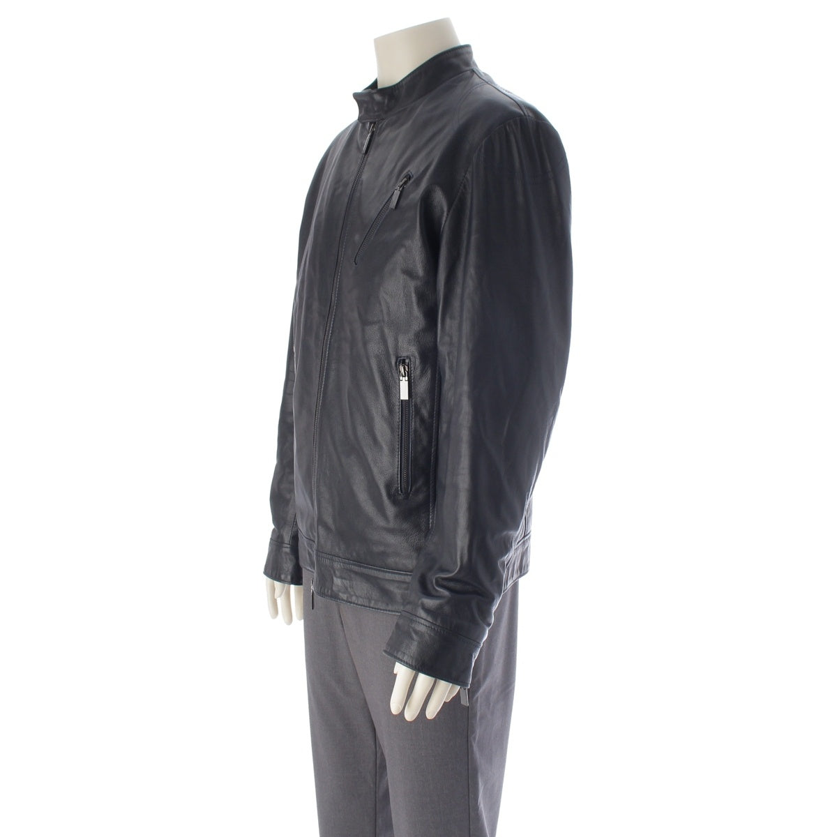 Dupont Lamb leather single Riders jacket Navy L