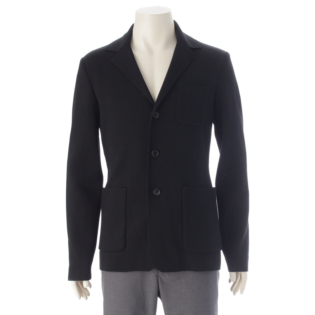 PRADA Virgin wool knit tailored jacket outer black 48