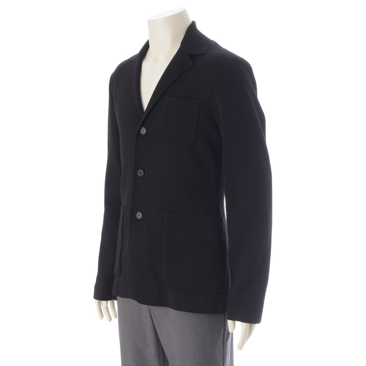 PRADA Virgin wool knit tailored jacket outer black 48