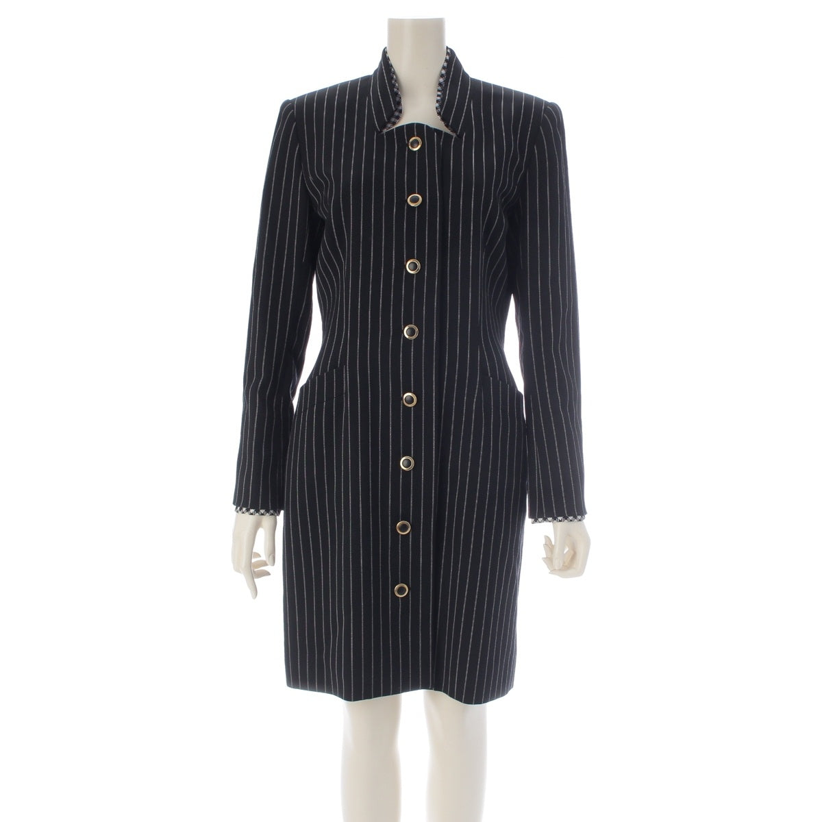 Dior Mademoiselle wool stripe Jacket coat black L