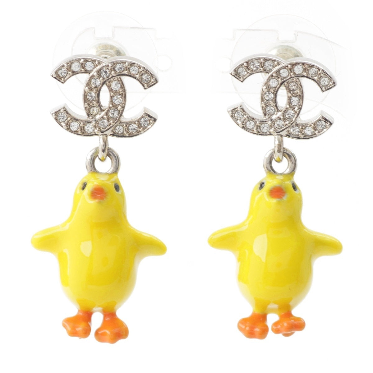 CHANEL COCO Mark Chick Rhinestone Pierce For both ears ABH521 Silverx yellow