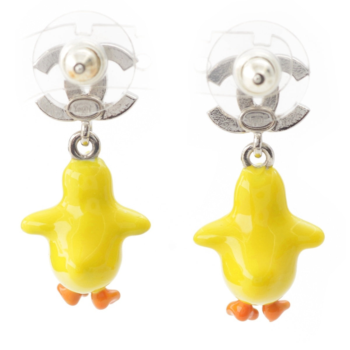 CHANEL COCO Mark Chick Rhinestone Pierce For both ears ABH521 Silverx yellow