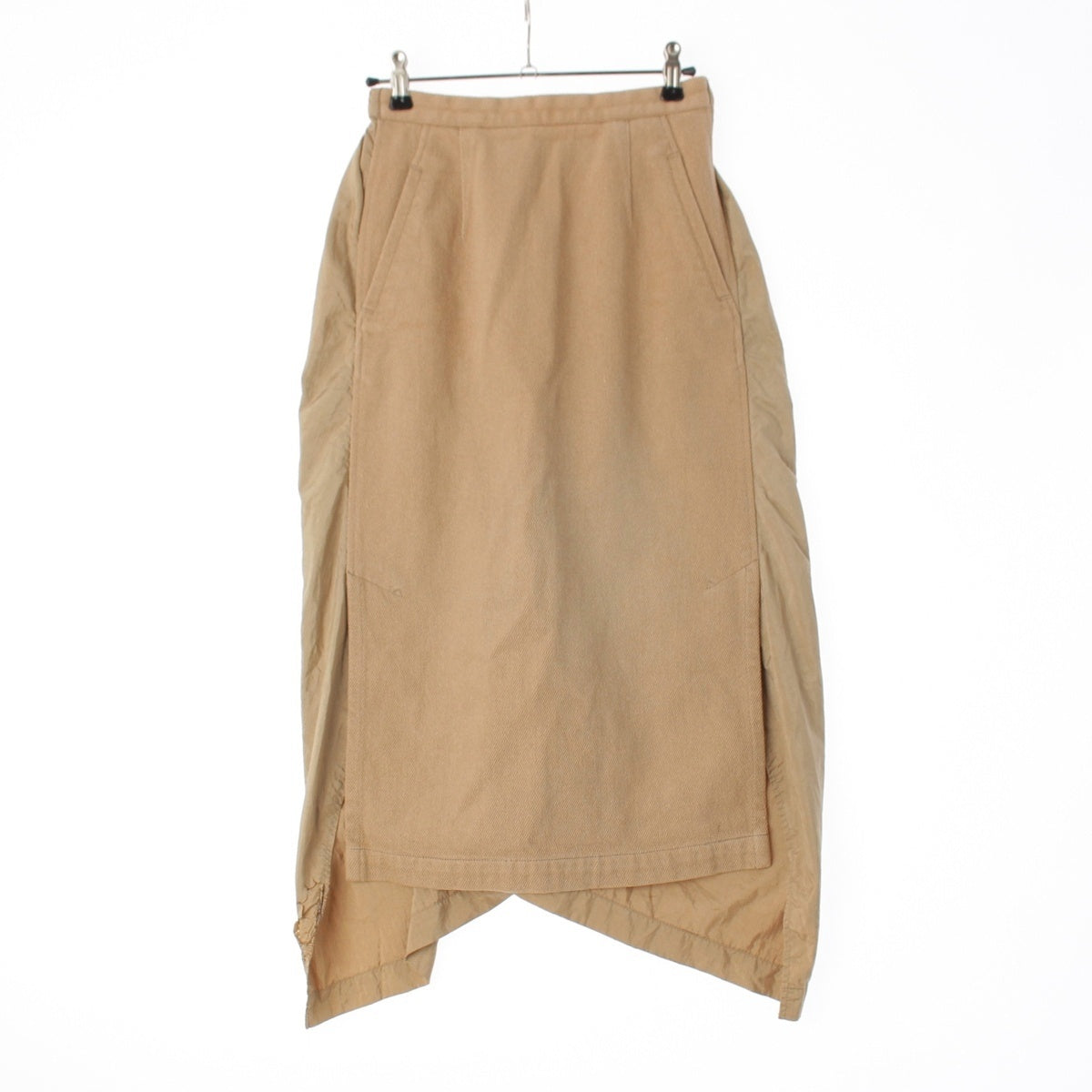 ISSEY MIYAKE cotton Pen tag, nylon trim skirt JS51095 beige 9