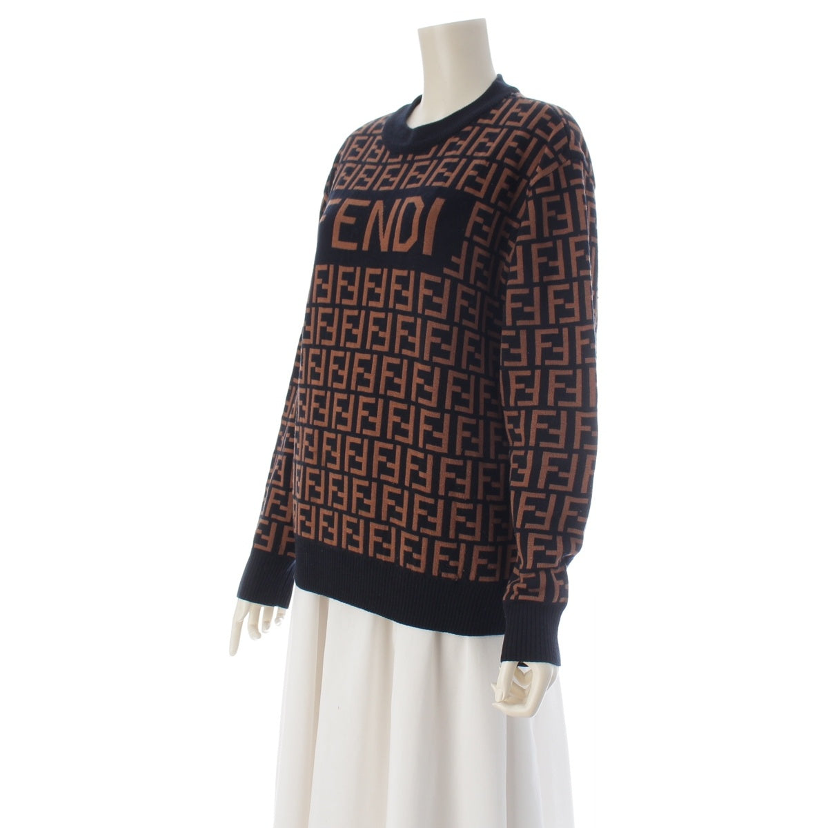 FENDI wool Zucca logo knit sweater Brown black