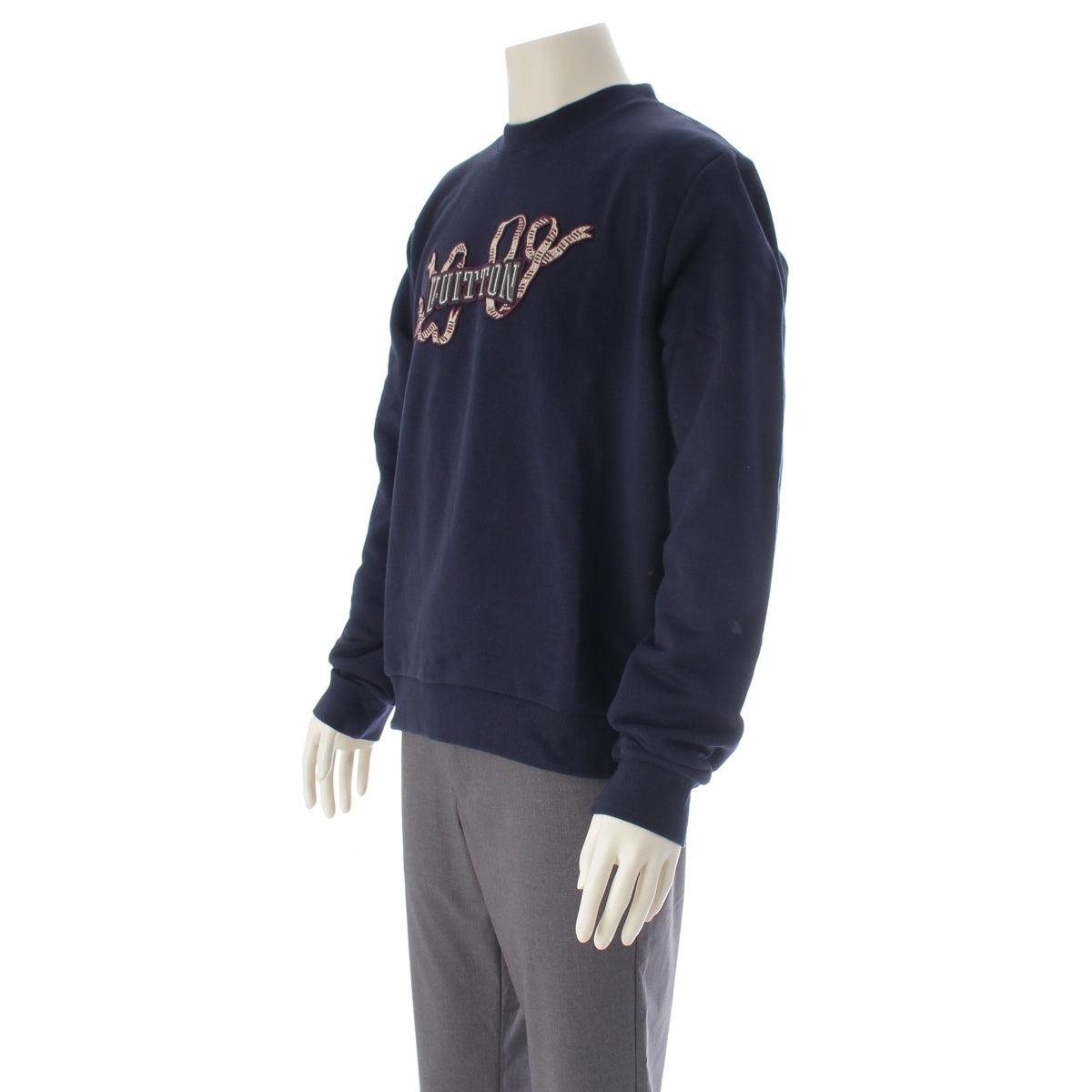 LOUIS VUITTON cotton Logo motif embroidered long-sleeved sweatshirt sweat Navy XL