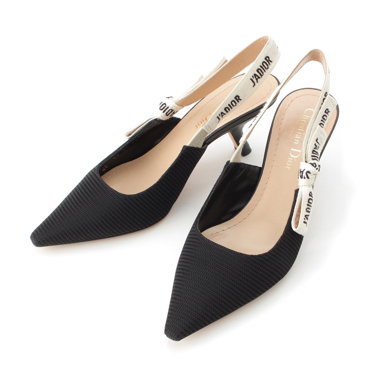 Dior cotton Slingback bag with J'Adior embroidery and ribbon. pumps KDC200TFL black 36.5