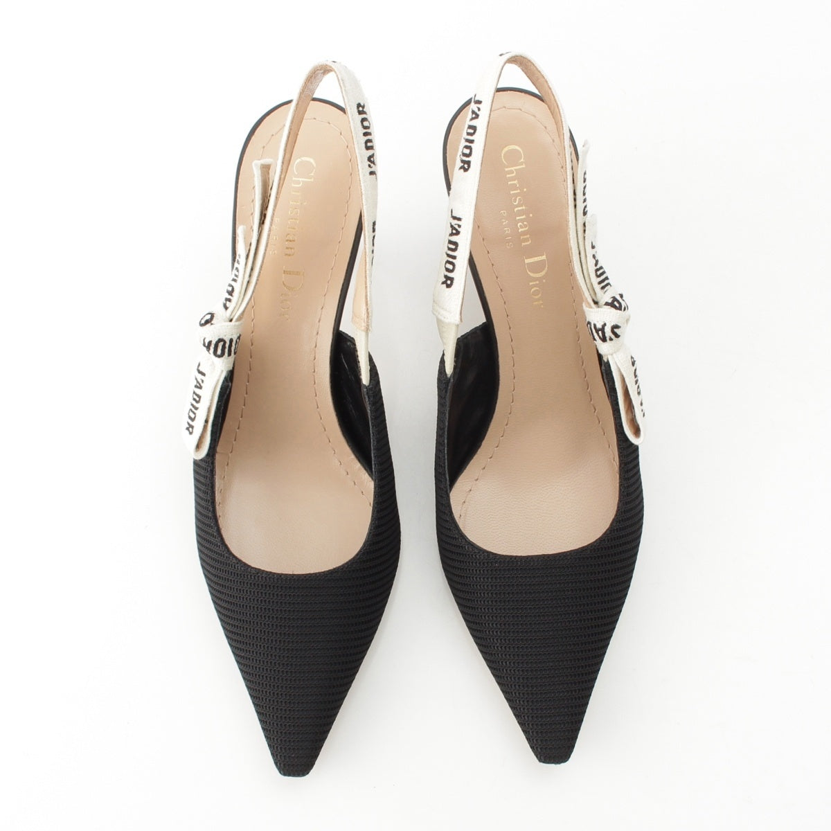 Dior cotton Slingback bag with J'Adior embroidery and ribbon. pumps KDC200TFL black 36.5