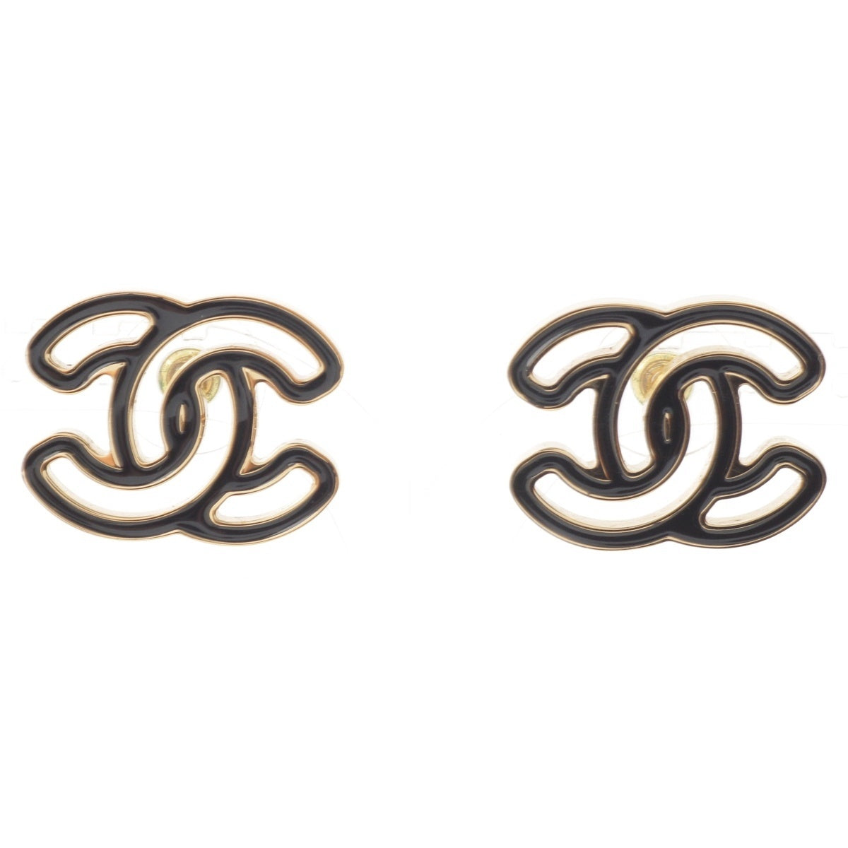CHANEL COCO Mark logo Pierce For both ears Gold x Black