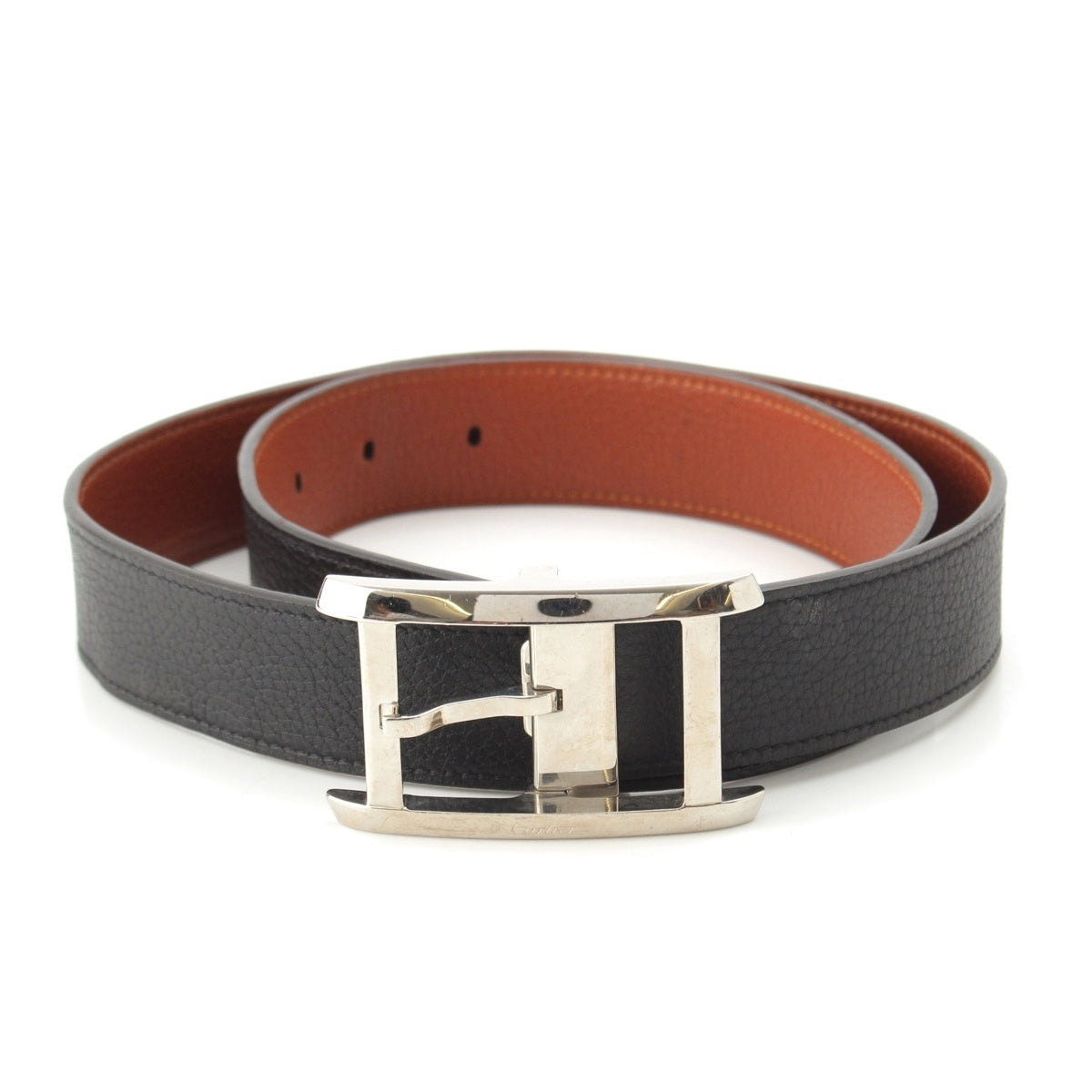 CARTIER Tank belt leather Reversible SilverMetal belt black