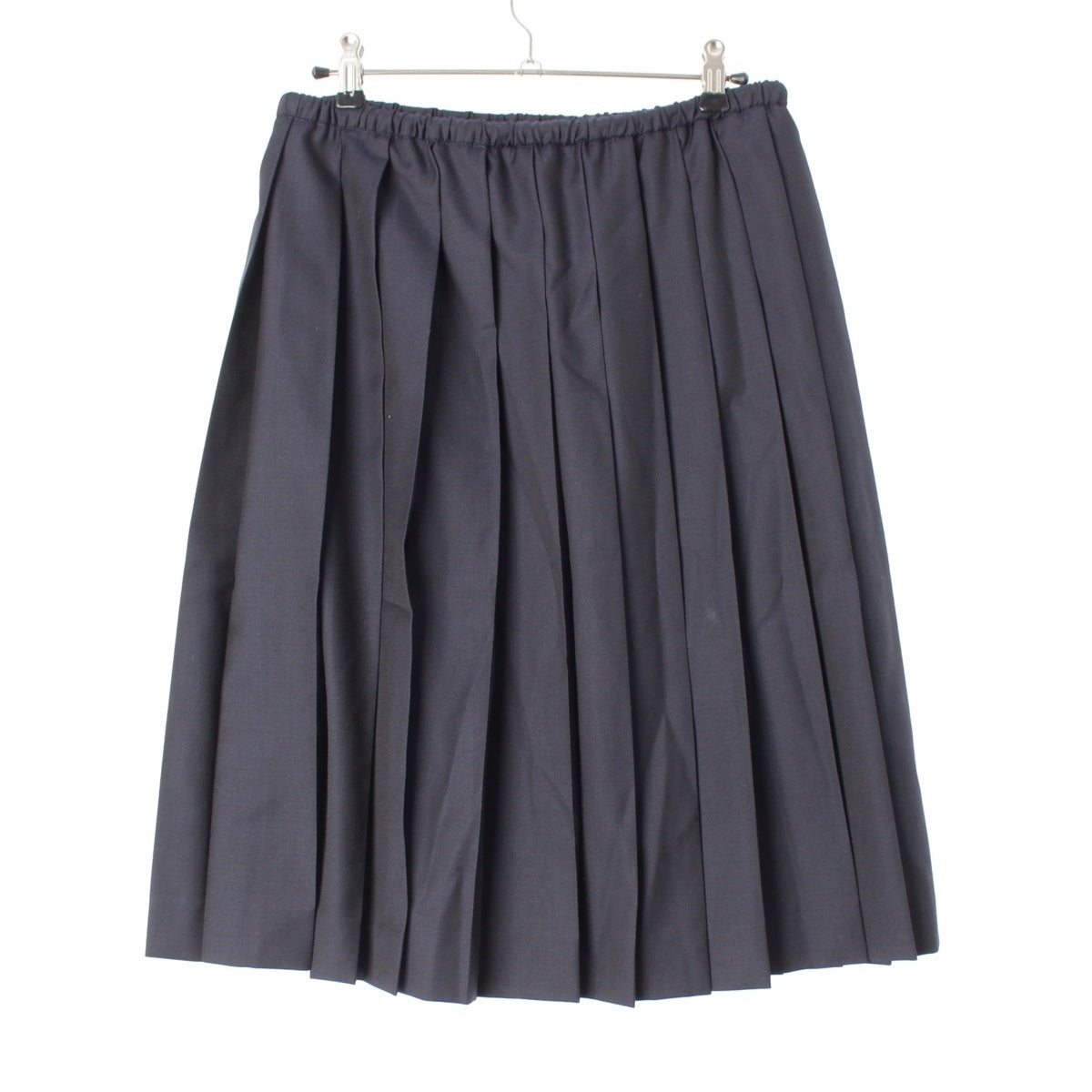 MIUMIU Virgin wool Logo Batavia Drawstring Pleated skirt MG2237 Navy brown 36