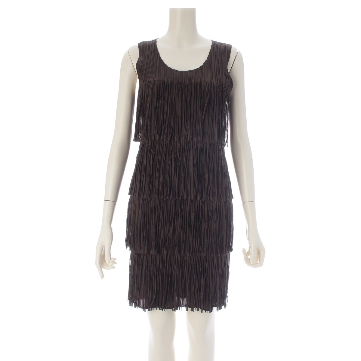 ISSEY MIYAKE Pleated Please fringe one piece Brown