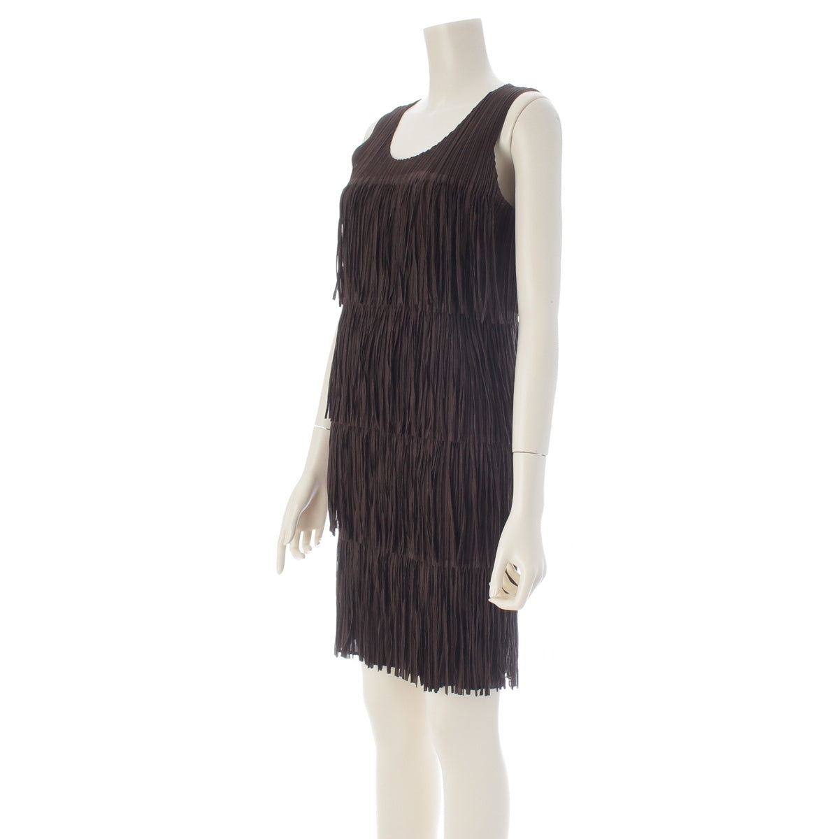 ISSEY MIYAKE Pleated Please fringe one piece Brown