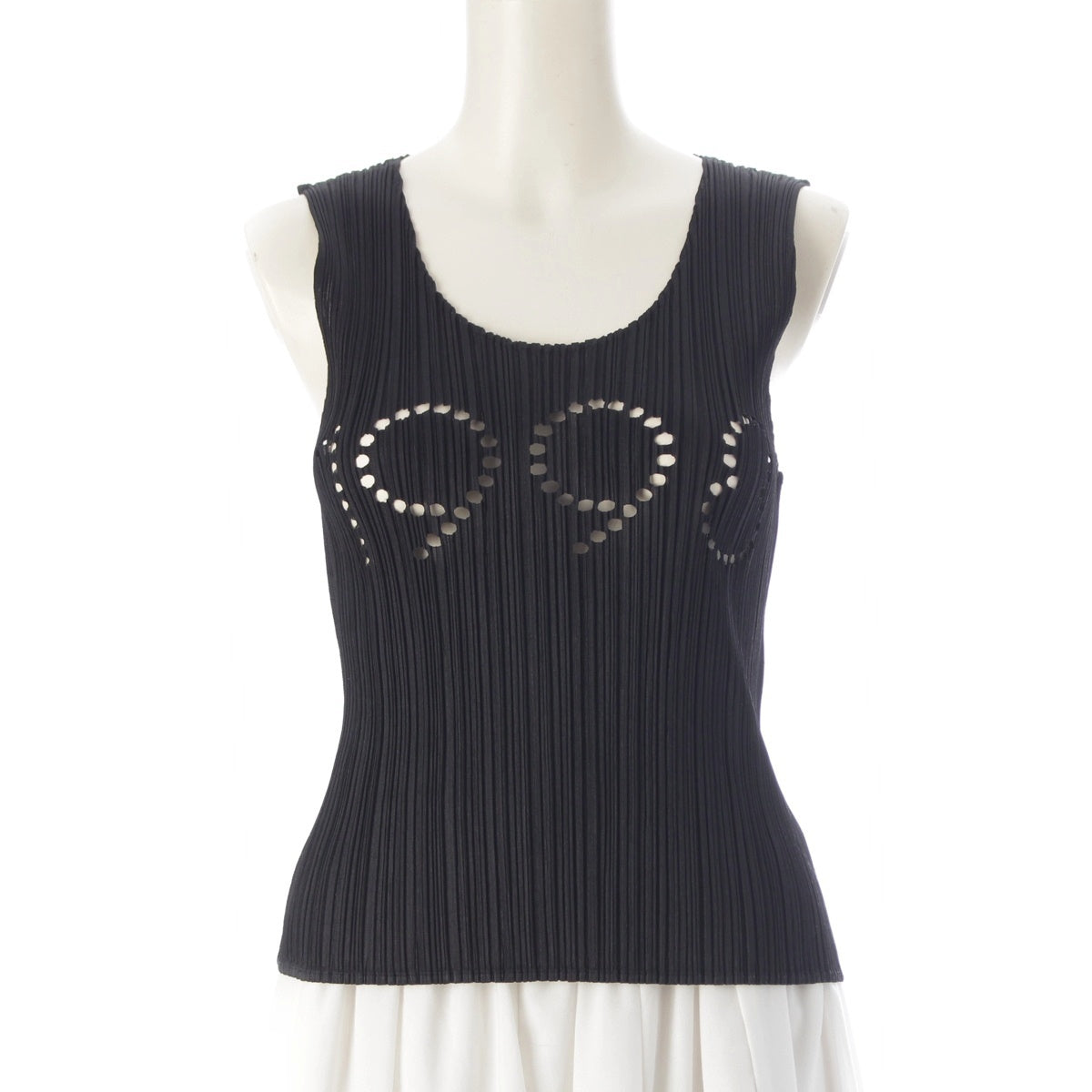 ISSEY MIYAKE Pleated Please Sleeveless perforated Cut tops PP82-JK900 black 3