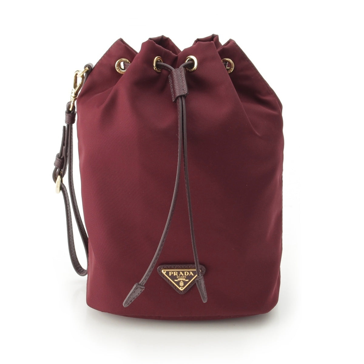 PRADA Re-Nylon Triangle logo drawstring bag Pouch bag 1NS369 Burgundy