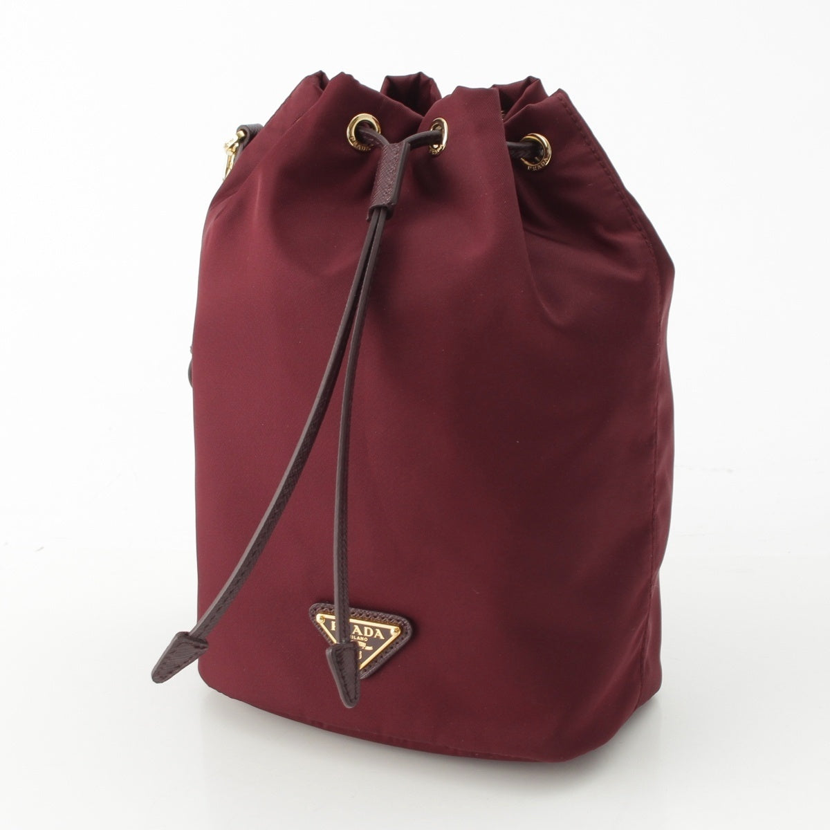 PRADA Re-Nylon Triangle logo drawstring bag Pouch bag 1NS369 Burgundy