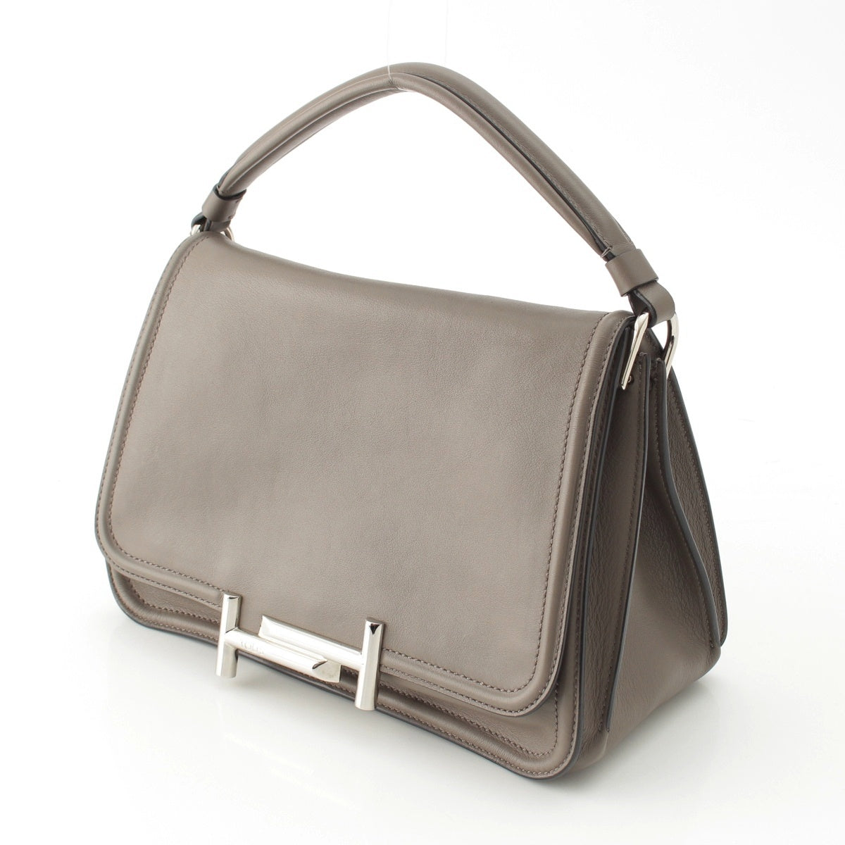 TOD’S leather Flap Double T 2WAY Shoulder Bag gray