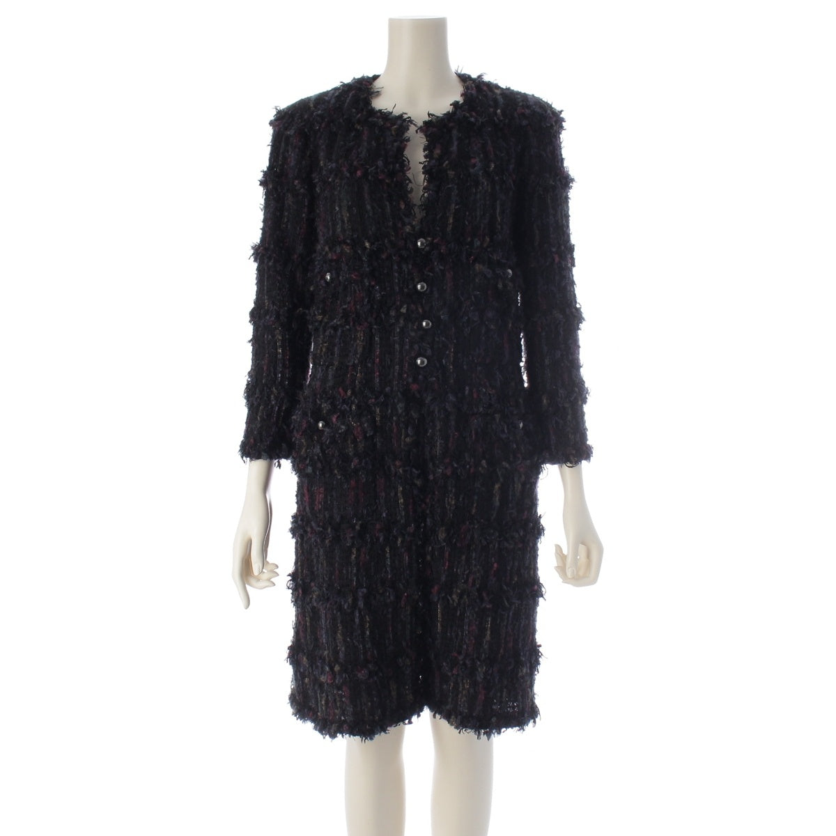 CHANEL cotton Logo Tweed Long coat P27752 multicolor 38