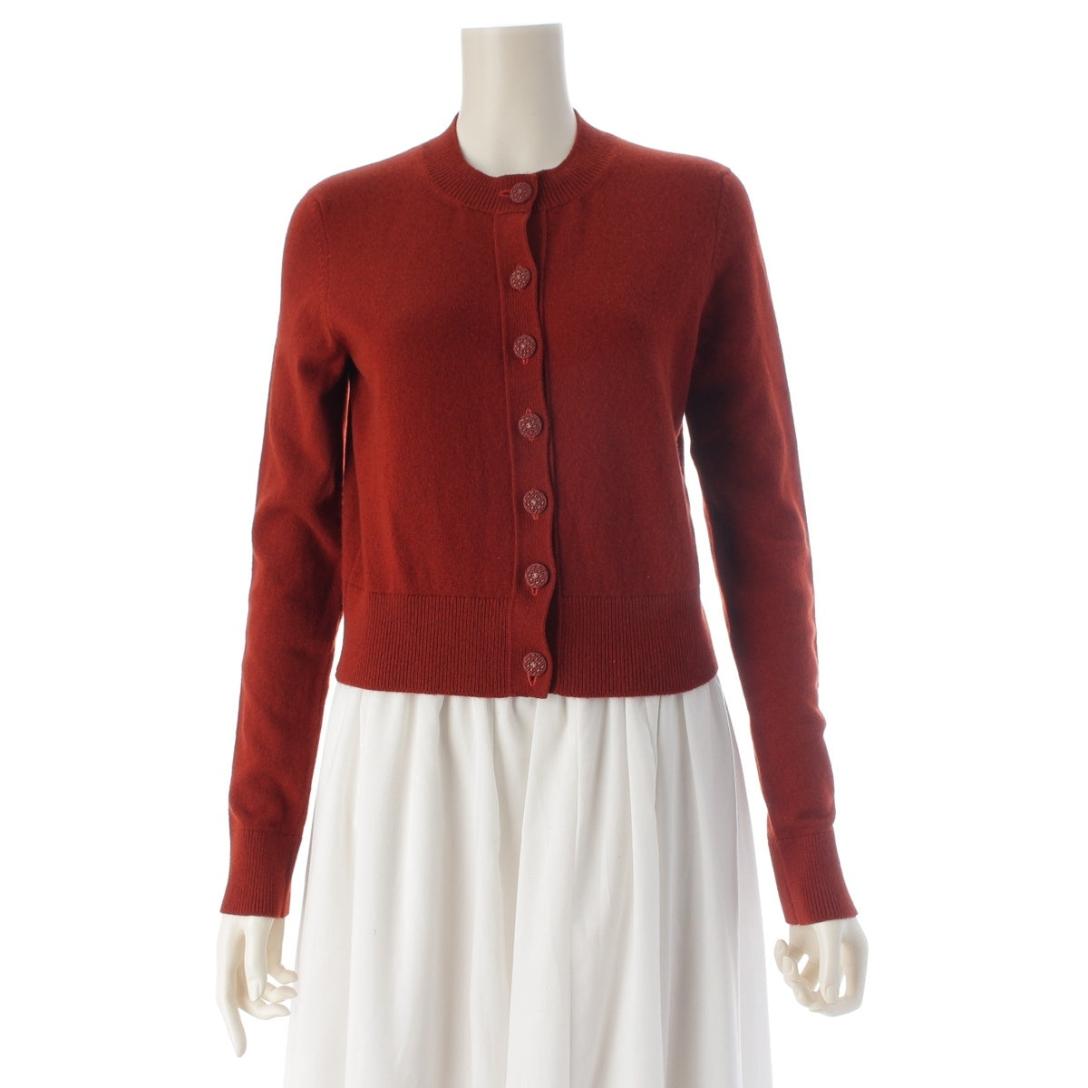 CHANEL cashmere COCO Button long sleeve cardigan P60092 Red 34