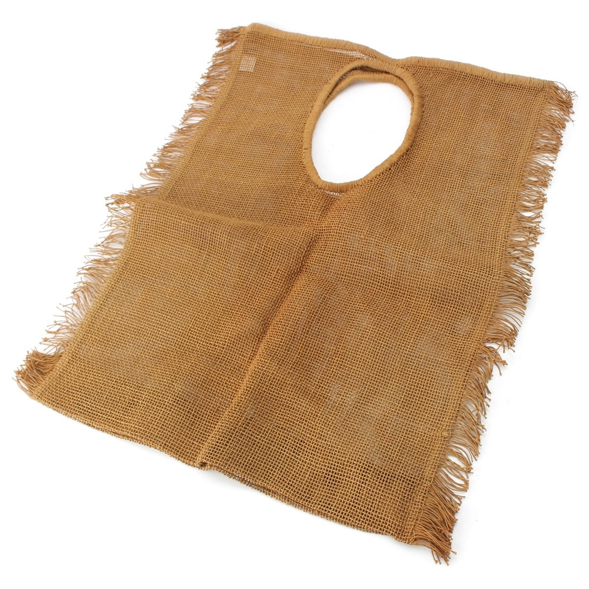 ISSEY MIYAKE straw Round Hole Square Big Handbag Natural beige