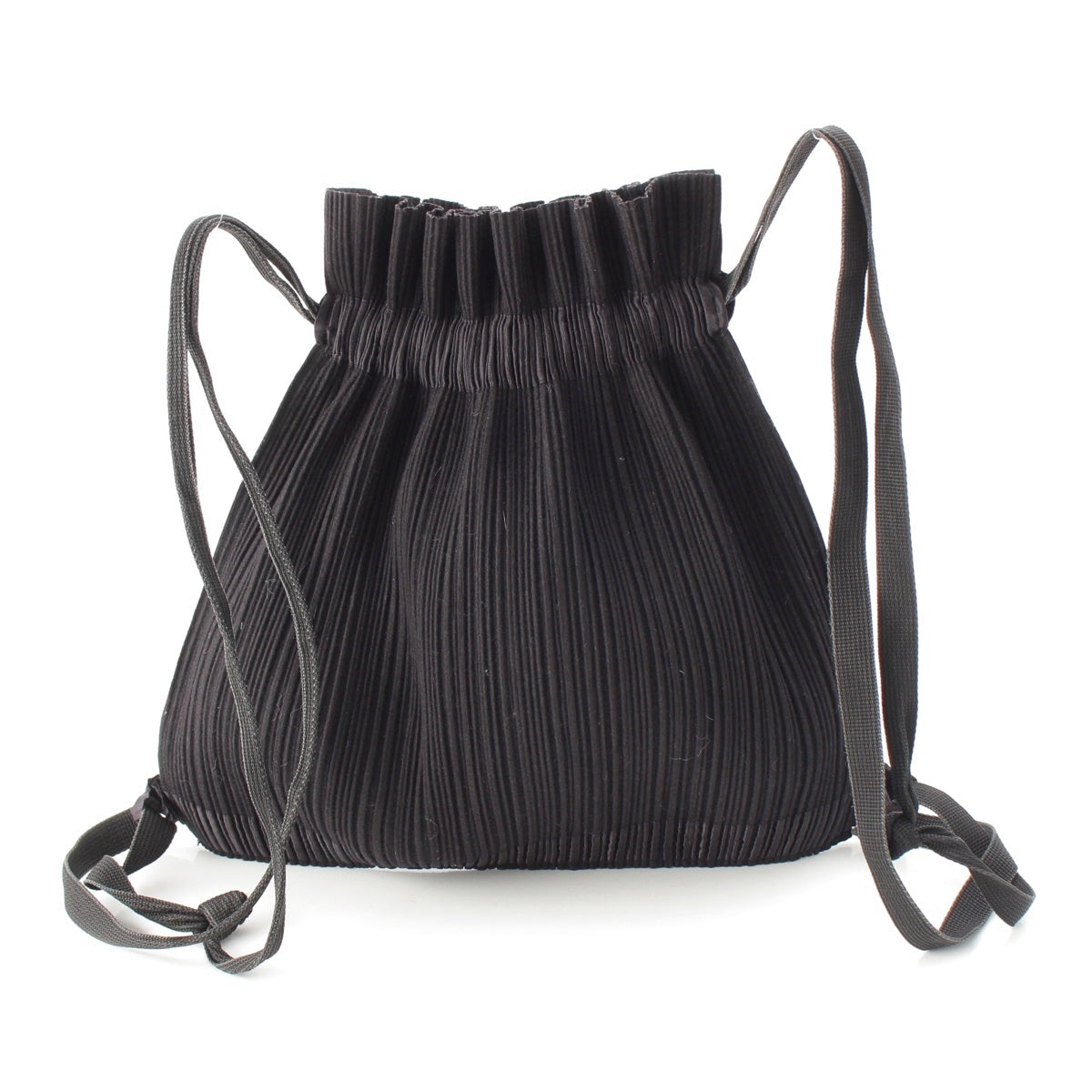 ISSEY MIYAKE Pleated Please Velour-trimmed drawstring bag Backpack Daypack Backpack PP04-AG031 black