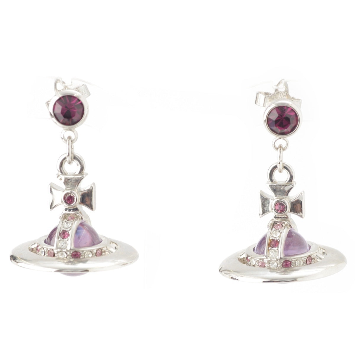 Vivienne Westwood Orb Logo Colored Stone Pierce Silver purple