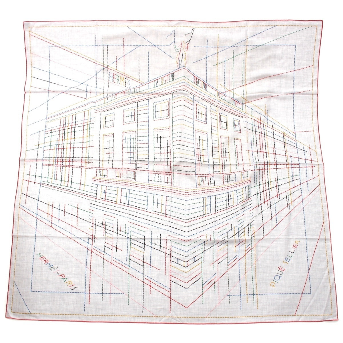HERMES cashmere silk Carrégean PIQUE SELLIER scarf multicolor