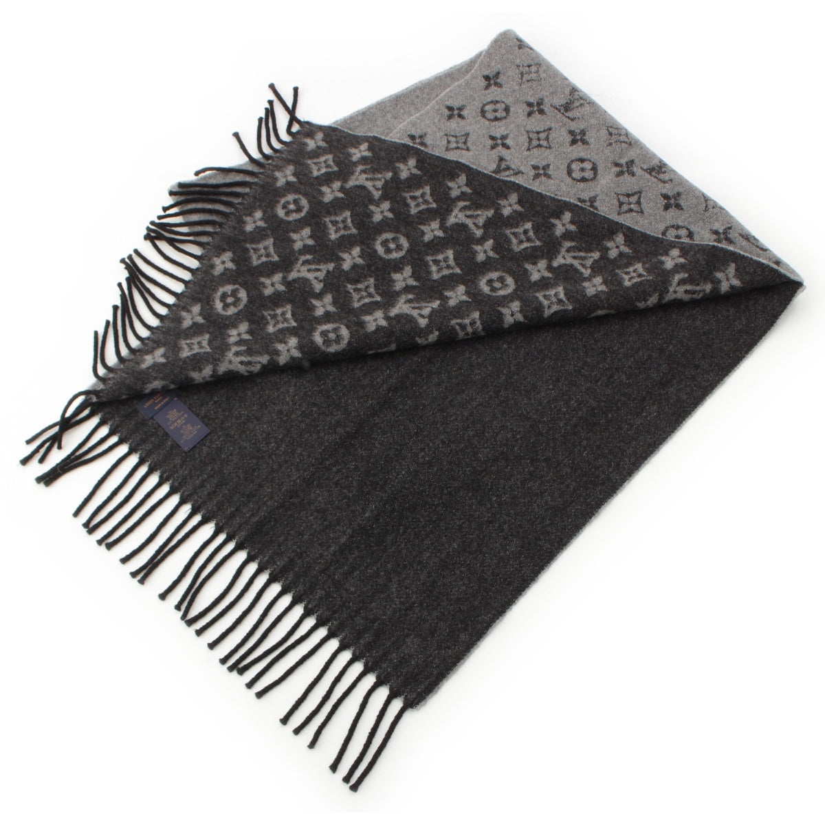 LOUIS VUITTON Escalp Monogram gradient Cashmere Wool Scarf M71607 Black Grey