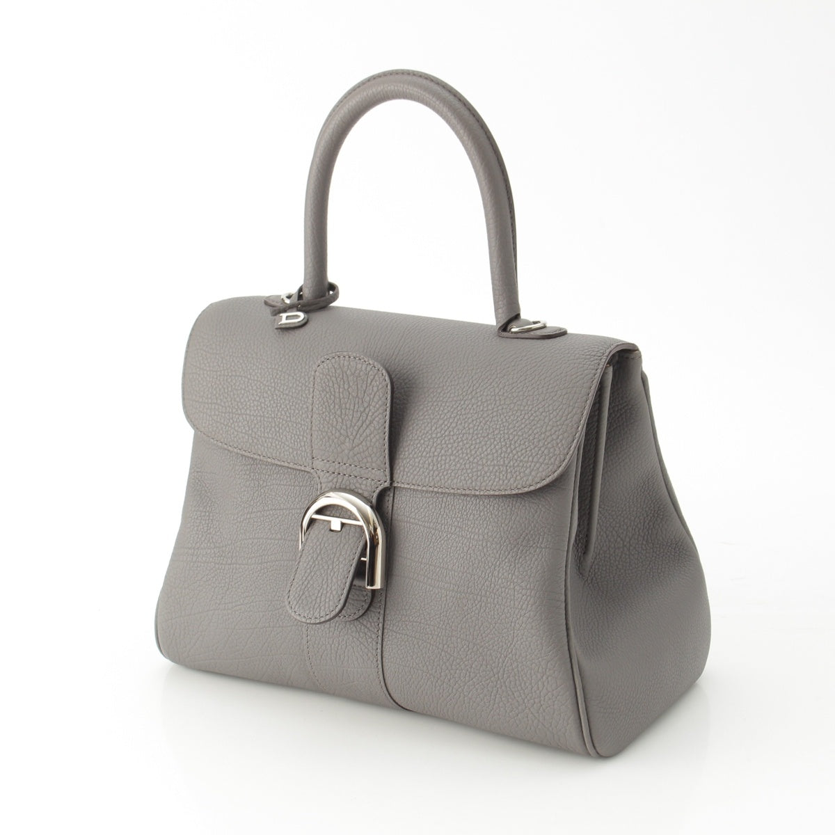Delvaux Cowhide Brillon MM Fly Crispy Speaker 2WAY Shoulder Handbag Stone Gray
