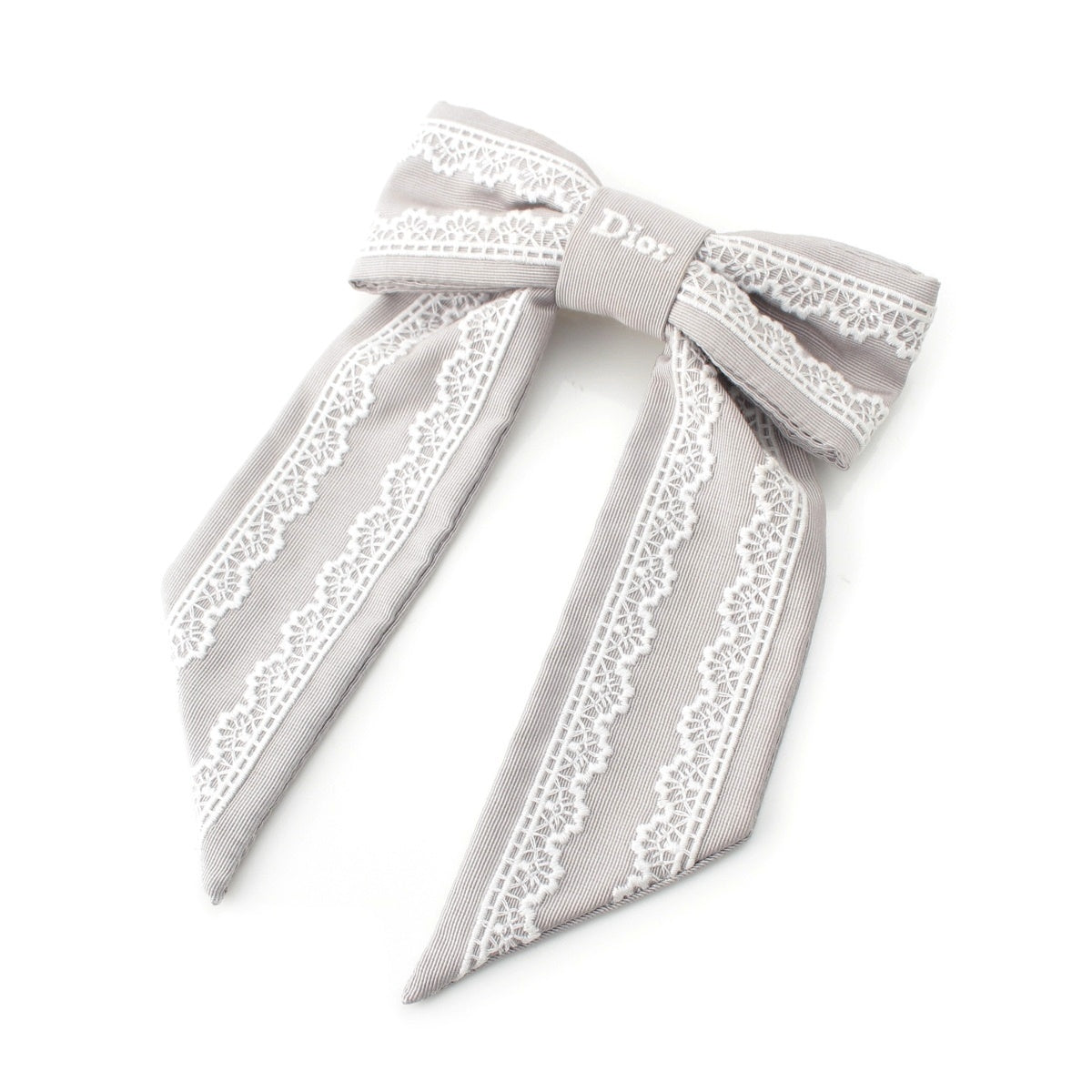 Dior Twist Embroidery Grosgrain Effect Technical hair accessory Ribbon barrette gray